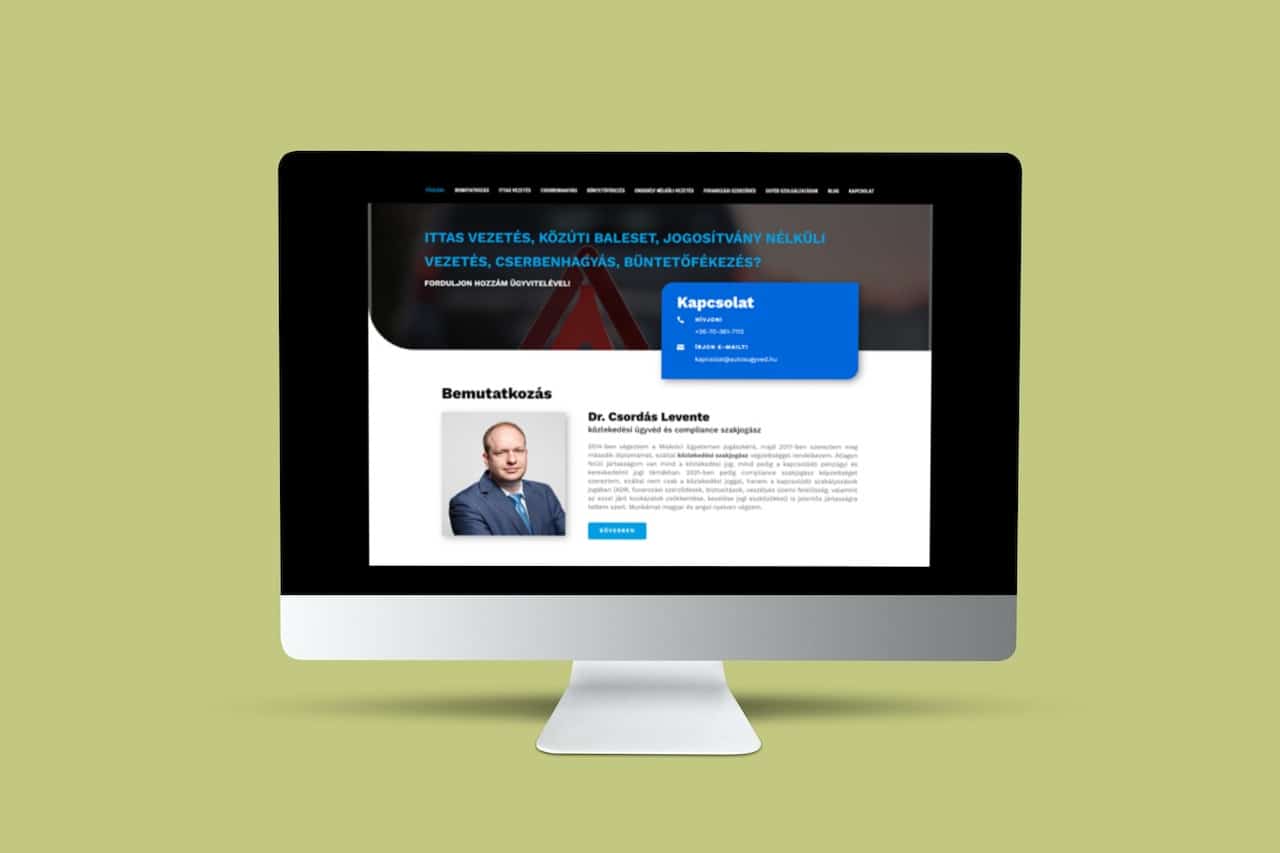 WordPress weboldal készítés, Autós Ügyvéd